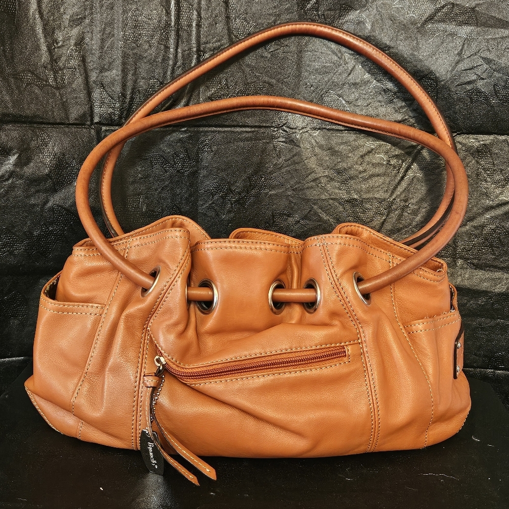 Tignanello Caramel Leather Shoulder Bag